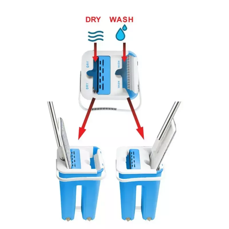Wischer-Set für Feuchtreinigung ESPERANZA EHS004 mit Eimer, austauschbarem Mikrofaser-Wischkopf, Drehgelenk, 1250 mm Höhe, 1,1 kg