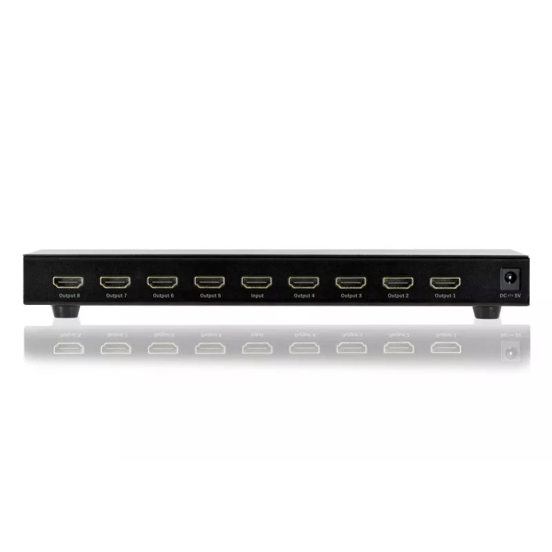DIGITUS HDMI Splitter, 8 Port 1080p, 3D, HDMI High Speed, 2,25 GHz/225 MHz, Metallgehäuse, schwarz