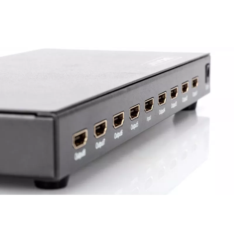 DIGITUS HDMI Splitter, 8 Port 1080p, 3D, HDMI High Speed, 2,25 GHz/225 MHz, Metallgehäuse, schwarz
