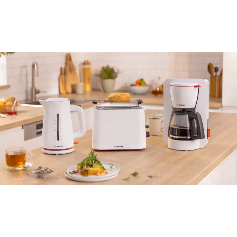 Elektrischer Wasserkocher Bosch TWK3M121 — 1,7 L, 2400 W, weiß, Kunststoffgehäuse