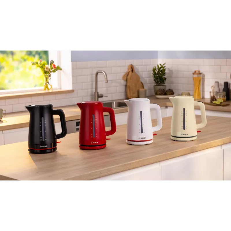 Elektrischer Wasserkocher Bosch TWK3M121 — 1,7 L, 2400 W, weiß, Kunststoffgehäuse