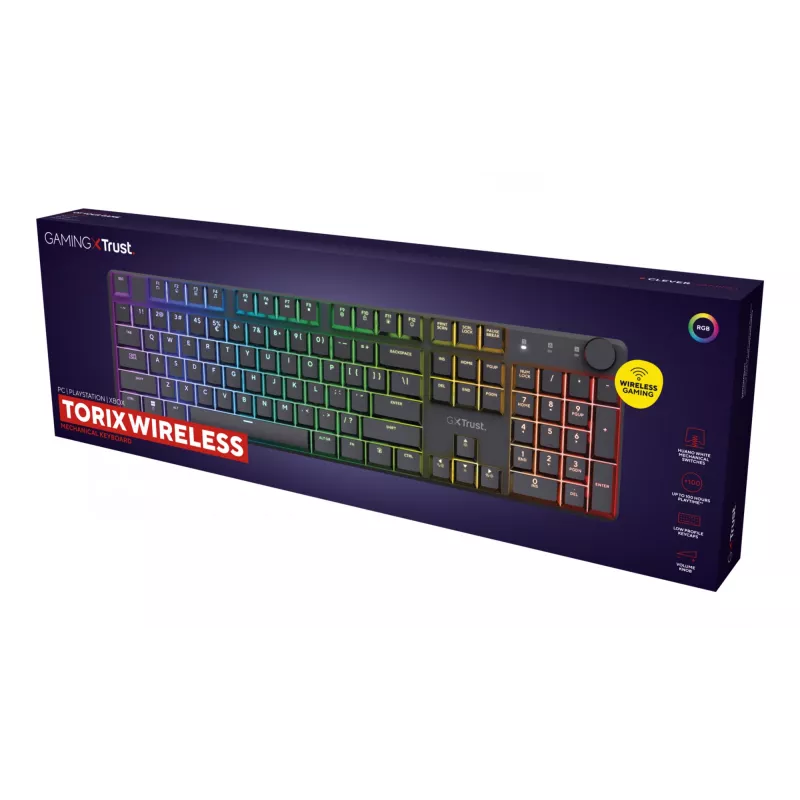 Trust GXT 868 Torix Tastatur Gaming USB + RF Wireless + Bluetooth QWERTY US English Schwarz