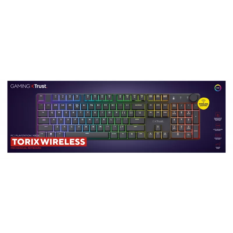 Trust GXT 868 Torix Tastatur Gaming USB + RF Wireless + Bluetooth QWERTY US English Schwarz