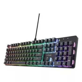 Trust GXT 871 Zora mechanische Gaming-Tastatur, kabelgebunden USB, RGB, Huano Linear-Schalter, QWERTY US, Schwarz