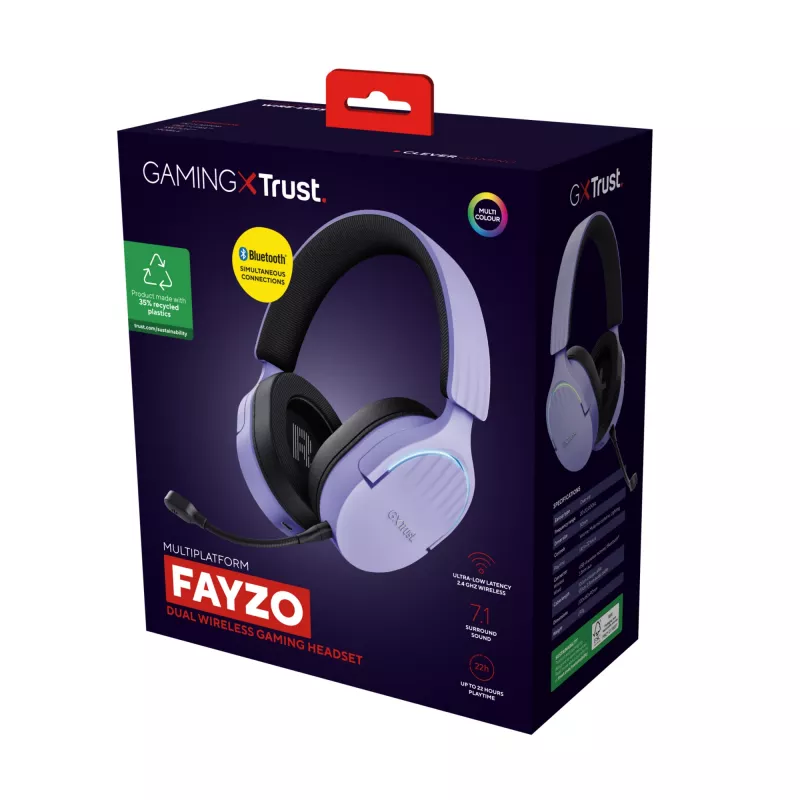 Trust GXT 491P FAYZO Headset Kabelgebunden & Kabellos Kopfband Gaming USB Type-A Bluetooth Schwarz, Lila