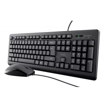 Trust Primo Tastatur, Maus enthalten, Universal, USB, QWERTY, US-Englisch, Schwarz