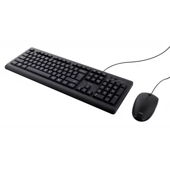 Trust Primo Tastatur, Maus enthalten, Universal, USB, QWERTY, US-Englisch, Schwarz