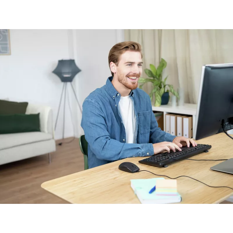 Trust Primo Tastatur, Maus enthalten, Universal, USB, QWERTY, US-Englisch, Schwarz
