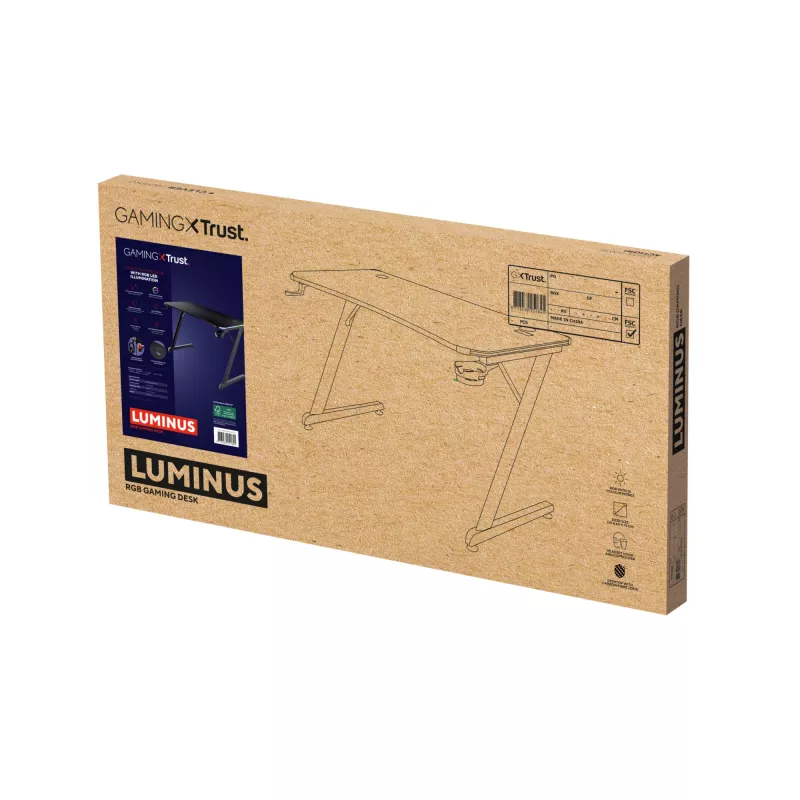 Rechteckiger Tisch TRUST GXT 709 LUMINUS Schwarz 1200x600x740 mm