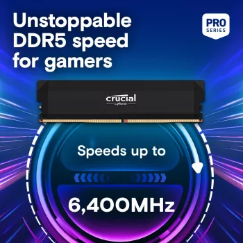 MICRON / CRUCIAL Speicher - Crucial Pro - DDR5-6000 UDIMM - OC Gaming - 64GB Kit (32GBx2) - Schwarz