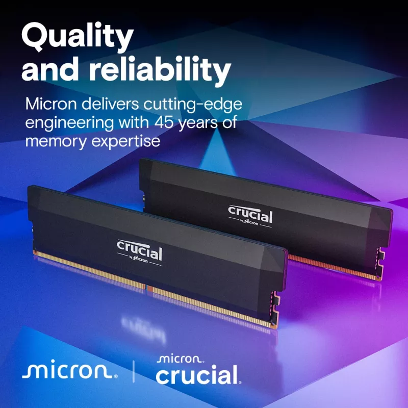 MICRON / CRUCIAL Speicher - Crucial Pro - DDR5-6000 UDIMM - OC Gaming - 64GB Kit (32GBx2) - Schwarz