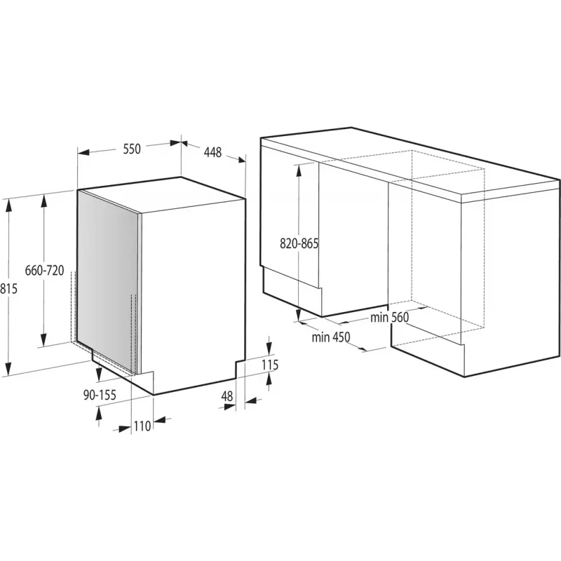 Einbau-Geschirrspüler Gorenje GV520E10S, schlank 45 cm, 11 Gedecke, 47 dB, Edelstahlbehälter, AquaStop
