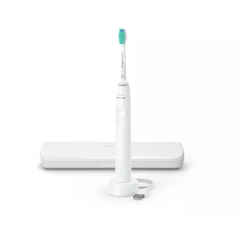 Philips 3100 series HX3673/13 Sonic-Zahnbürste — Sonic, 31.000 Bewegungen/Min., 1 Modus, Weiß, wiederaufladbar mit Li-Ion-Akku
