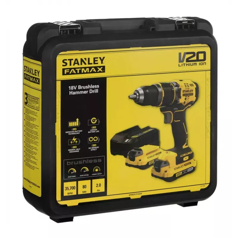 Stanley FATMAX SFMCD721D2K Akku-Bohrer 18 V, 2 Akkus à 2,0 Ah, mit Koffer