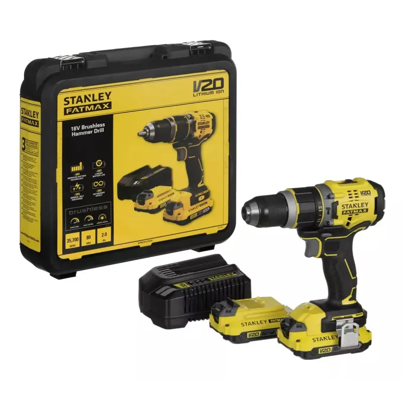 Stanley FATMAX SFMCD721D2K Akku-Bohrer 18 V, 2 Akkus à 2,0 Ah, mit Koffer
