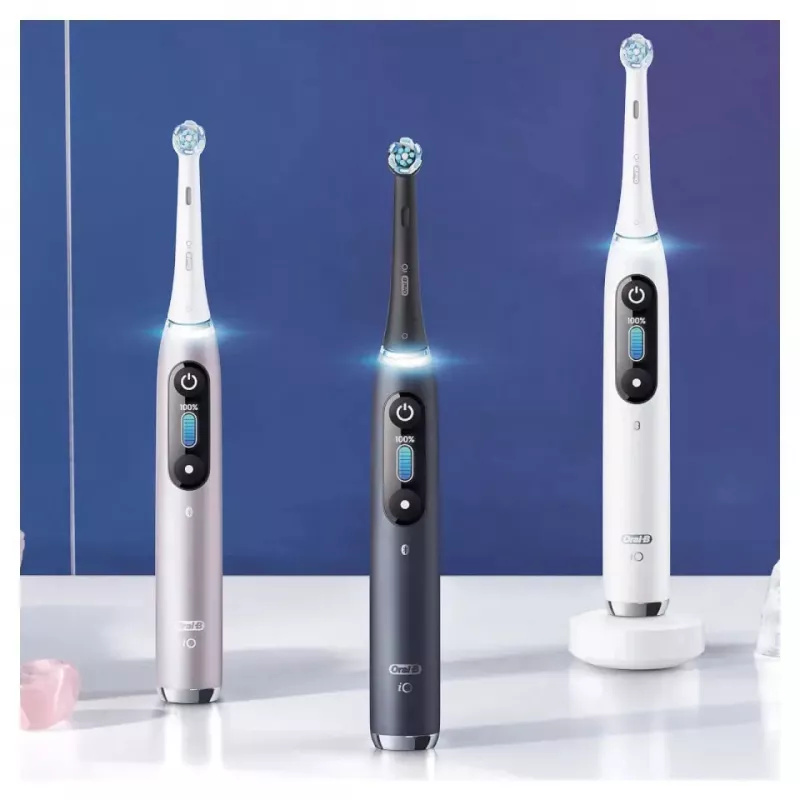 Elektrische Zahnbürste Oral-B iO 9 Erwachsene rotierend, 2 Handstücke, 2 Bürstenköpfe, integrierter Akku, 3 Std. Ladezeit, Schwarz/Rose