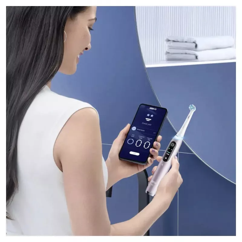 Elektrische Zahnbürste Oral-B iO 9 Erwachsene rotierend, 2 Handstücke, 2 Bürstenköpfe, integrierter Akku, 3 Std. Ladezeit, Schwarz/Rose