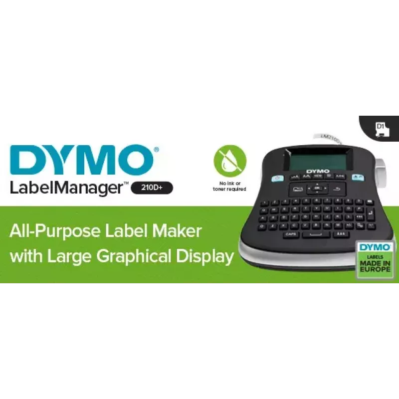 DYMO LabelManager Desktop-Etikettendrucker | 210D+ Allzweck-Tragbarer EtikettendruckerEinfach zu bedienenOne-Touch-Smart-TastenQWERTZ-TastaturGroßes DisplayFür Heim- und Büroorganisation (EU-Stecker)
