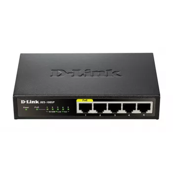 D-Link DES-1005P Unmanaged L2 Fast Ethernet (10/100) Power over Ethernet (PoE) Schwarz