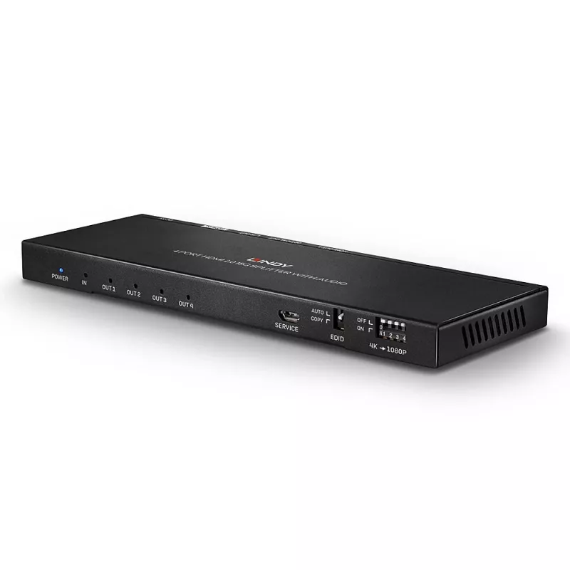 Lindy 4-Port HDMI 18G Splitter mit Audio und Downscaling