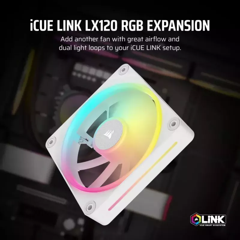 Lüfter Corsair iCUE LINK LX120 RGB 12 cm Weiß 400-2400 RPM