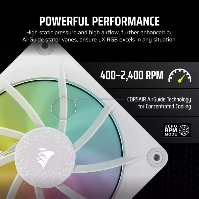 Lüfter Corsair iCUE LINK LX120 RGB 12 cm Weiß 400-2400 RPM