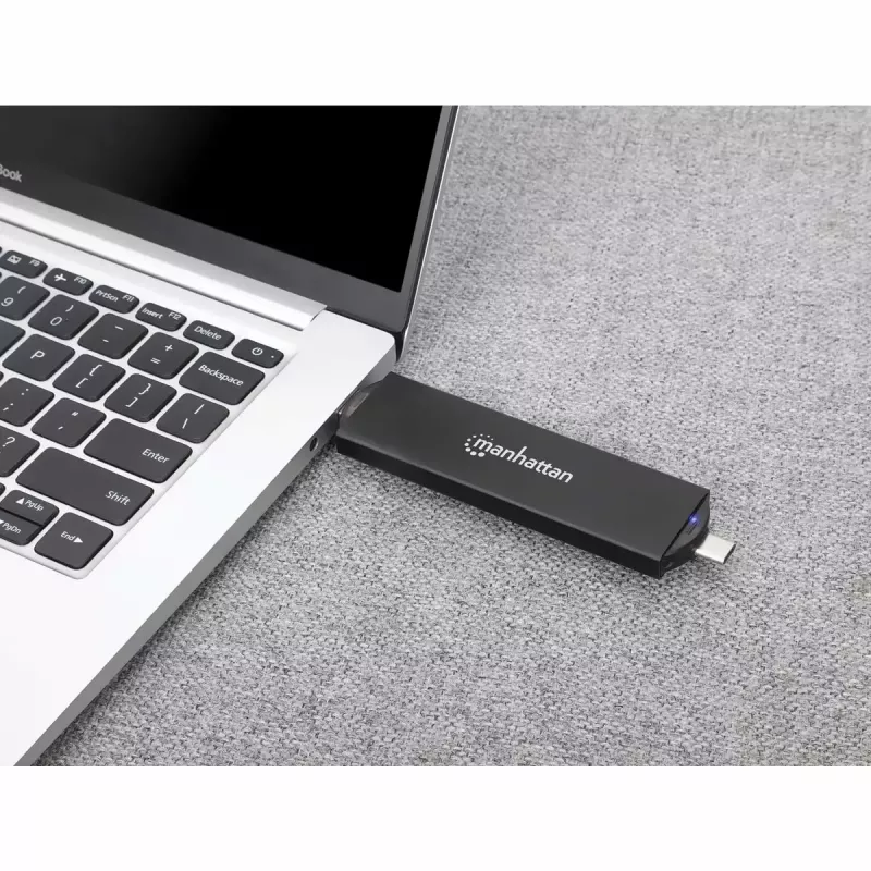SSD-Gehäuse Manhattan M.2 NVMe SATA USB-C USB-A 10 Gbps Schwarz