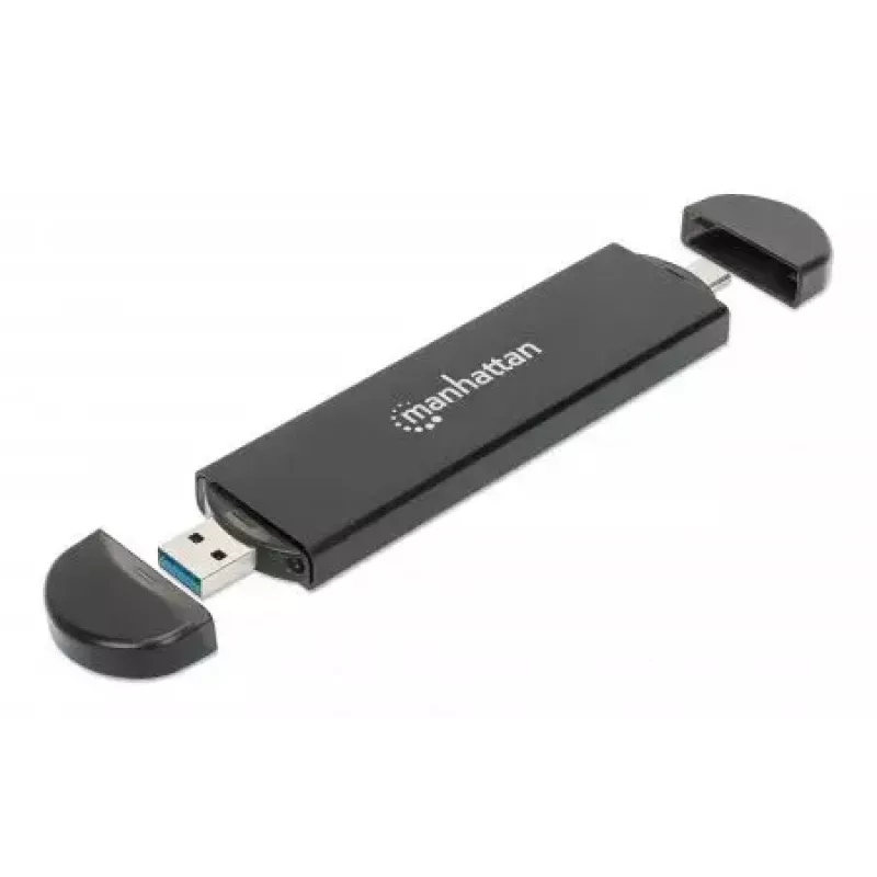 SSD-Gehäuse Manhattan M.2 NVMe SATA USB-C USB-A 10 Gbps Schwarz