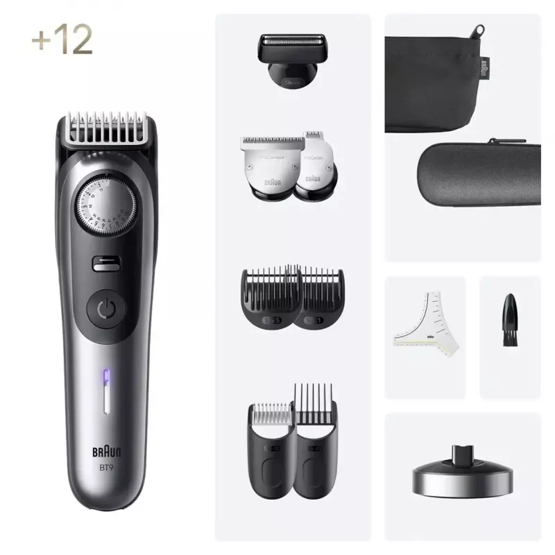 Braun BeardTrimmer 9 BT9560 Akku 52 2 cm Nass & Trocken Schwarz, Grau