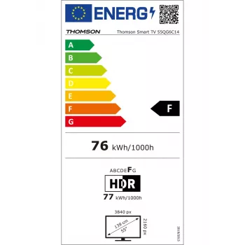 Fernseher Thomson Q70 Serie 55QG6C14 — 55 Zoll QLED 4K Ultra HD (3840×2160), Google TV, Wi‑Fi, DVB-C/S/T/T2