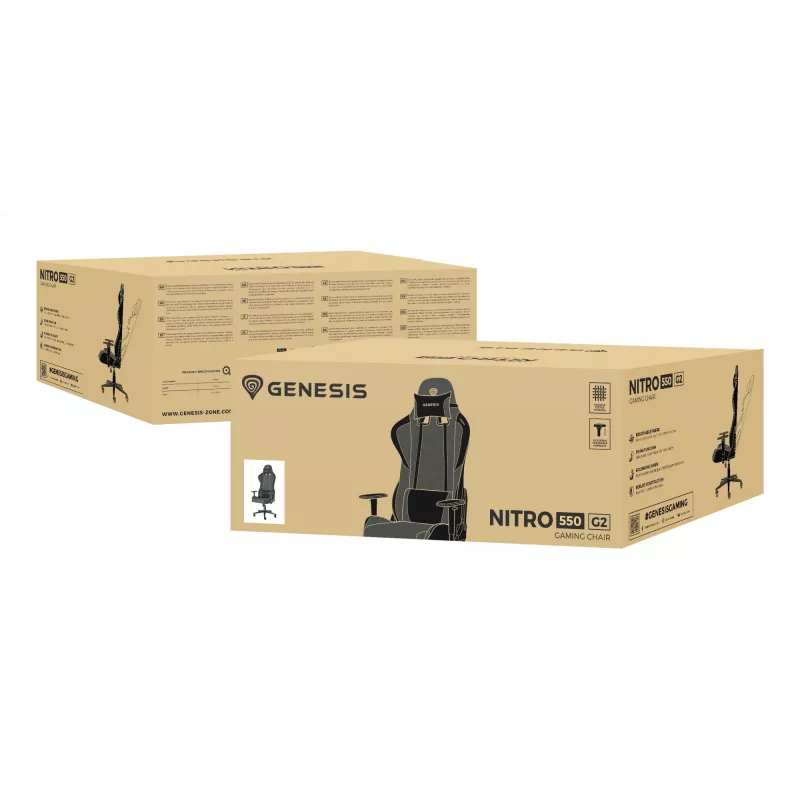 GENESIS Nitro 550 G2 Gaming-Sessel Gepolsterter Sitz Schwarz, Grau