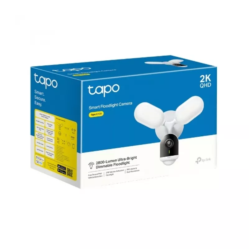 TP-Link Smart Flutlicht-Kamera, IP-Überwachungskamera, Außenbereich, Kabelgebunden & Kabellos, 2800 lm, 5000 K, Wand