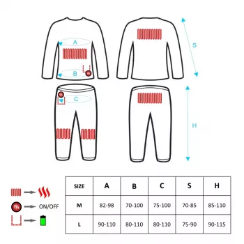 Körperschutzhülle Glovii GXBL zum Skifahren und Snowboarden, unisex, L, schwarz, atmungsaktiv, Akku wiederaufladbar