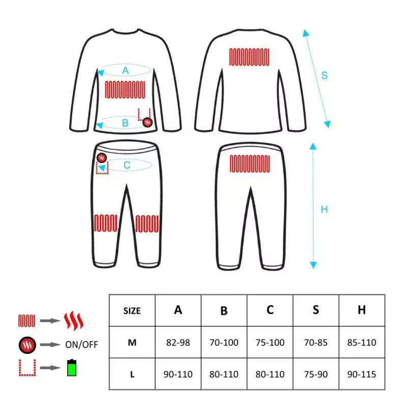 Körperschutzhülle Glovii GXBL zum Skifahren und Snowboarden, unisex, L, schwarz, atmungsaktiv, Akku wiederaufladbar