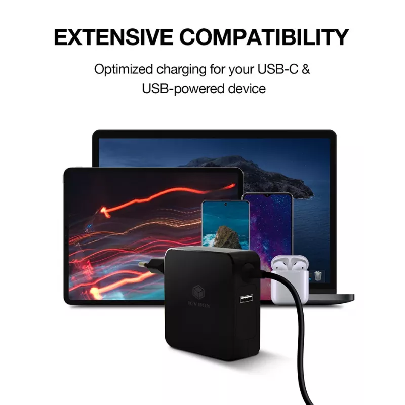 ICY BOX IB-PS101-PD Laptop, Smartphone, Tablet Schwarz AC Indoor