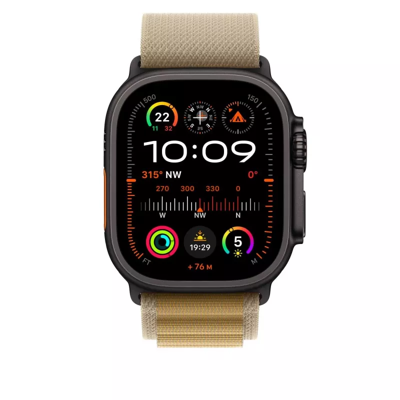APPLE 49 mm Tan Alpine Loop – Klein – Schwarzes Titan-Finish