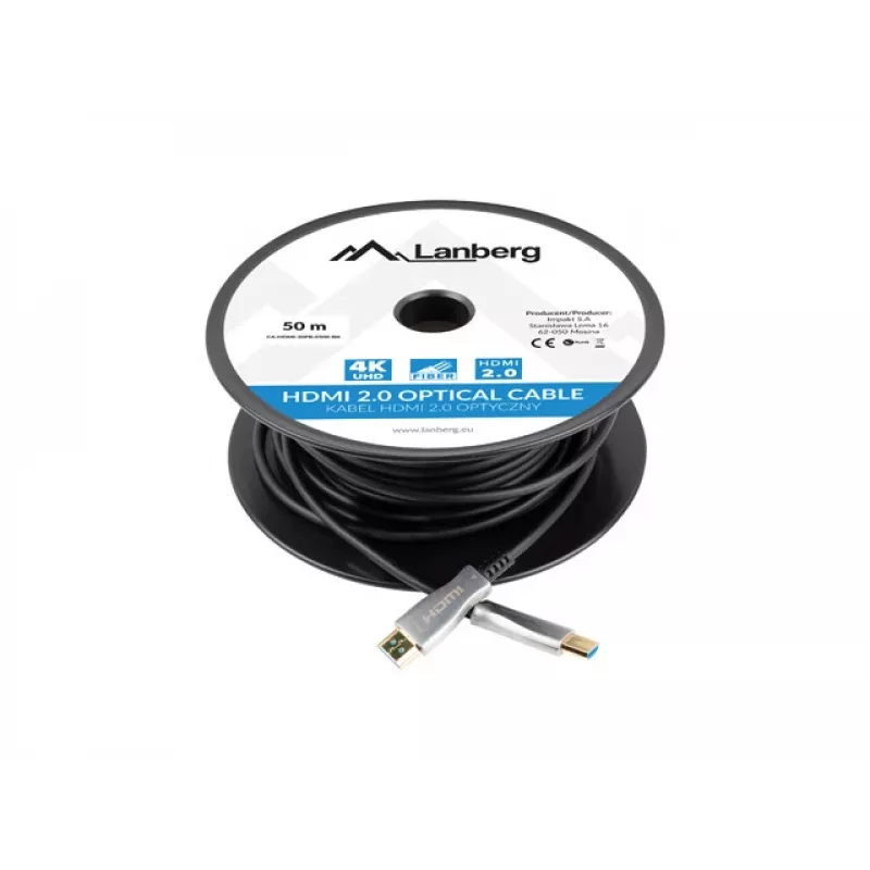 LANBERG HDMI-Kabel - M/m v2.0 Optisches Kabel 50m Schwarz Aoc