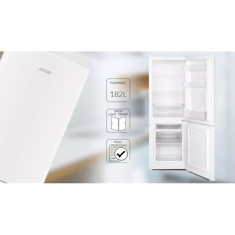 Kühl-Gefrierkombination MPM MPM-182-KB-38W, freistehend, Gesamtkapazität 182 L (Kühlschrank 121 L / Gefrierschrank 52 L), weiß, Klasse E
