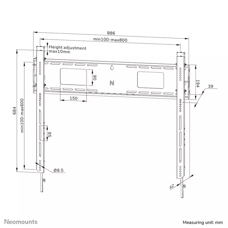 Neomounts WL30-750BL18 Hochleistungs-Wandhalterung 55-98 Zoll - fixiert - abschließbar - schnelle Installation - TÜV