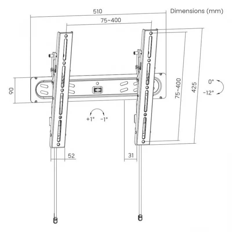 GEMBIRD TV-Wandhalterung, PRO-Serie (neigbar), 32–65 Zoll