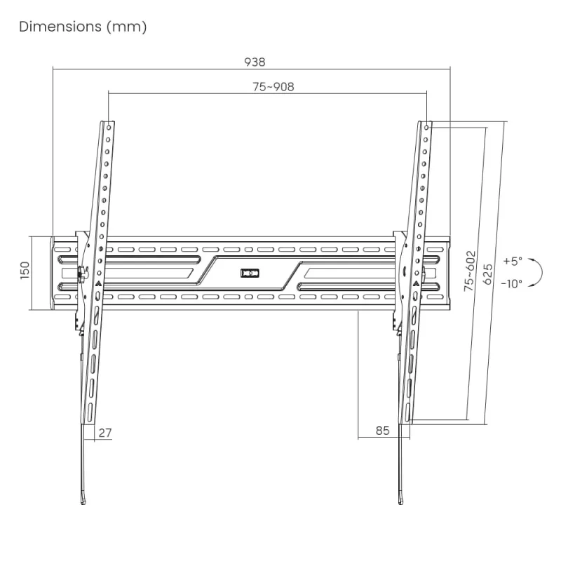 GEMBIRD TV-Wandhalterung (neigbar), 43–100 Zoll