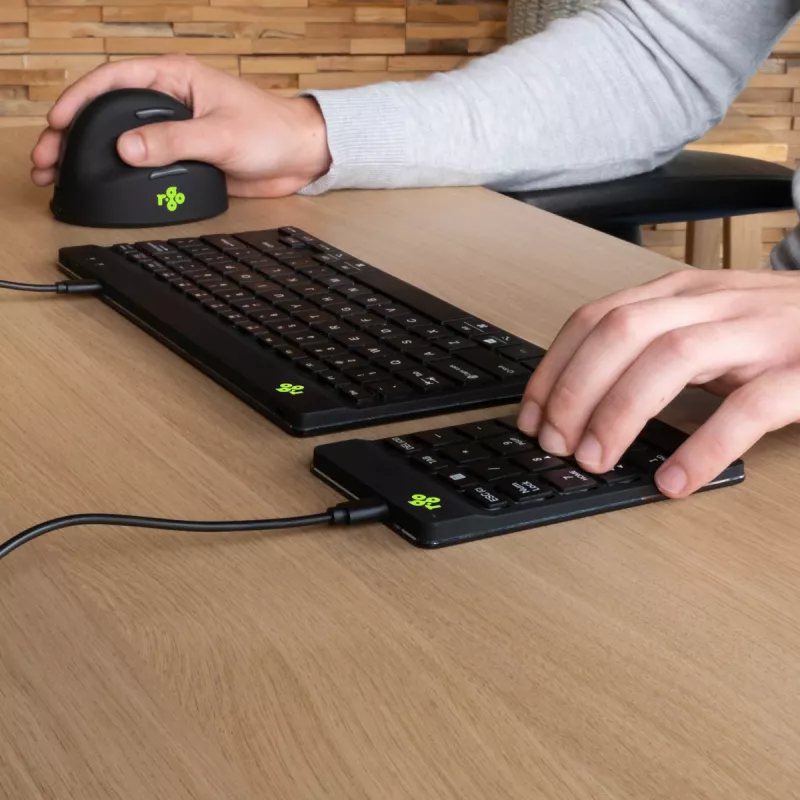 R-Go Tools Numerisches Tastenfeld R-Go Numpad Break, ergonomisches numerisches Tastenfeld mit Pausensoftware, kabelgebunden, schwarz