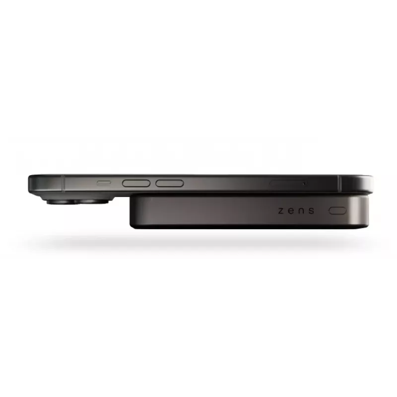 ZENS Powerbank schlank Qi2 Al 10000mAh Schwarz