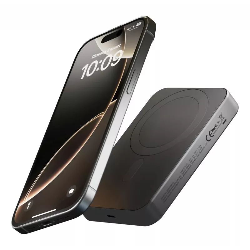 ZENS Powerbank schlank Qi2 Al 10000mAh Schwarz