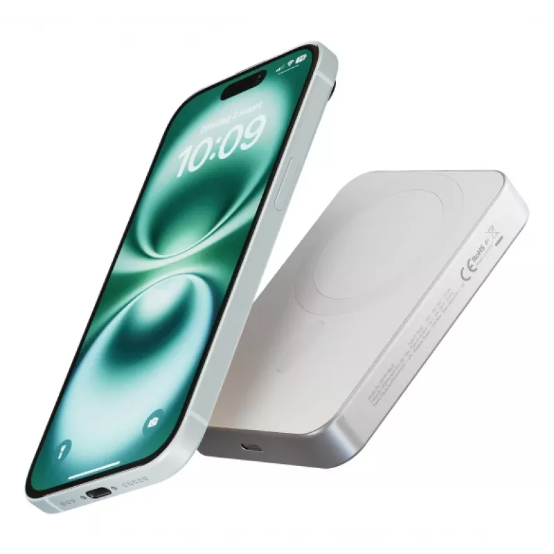 ZENS Powerbank schlank Qi2 Al 10000mah White