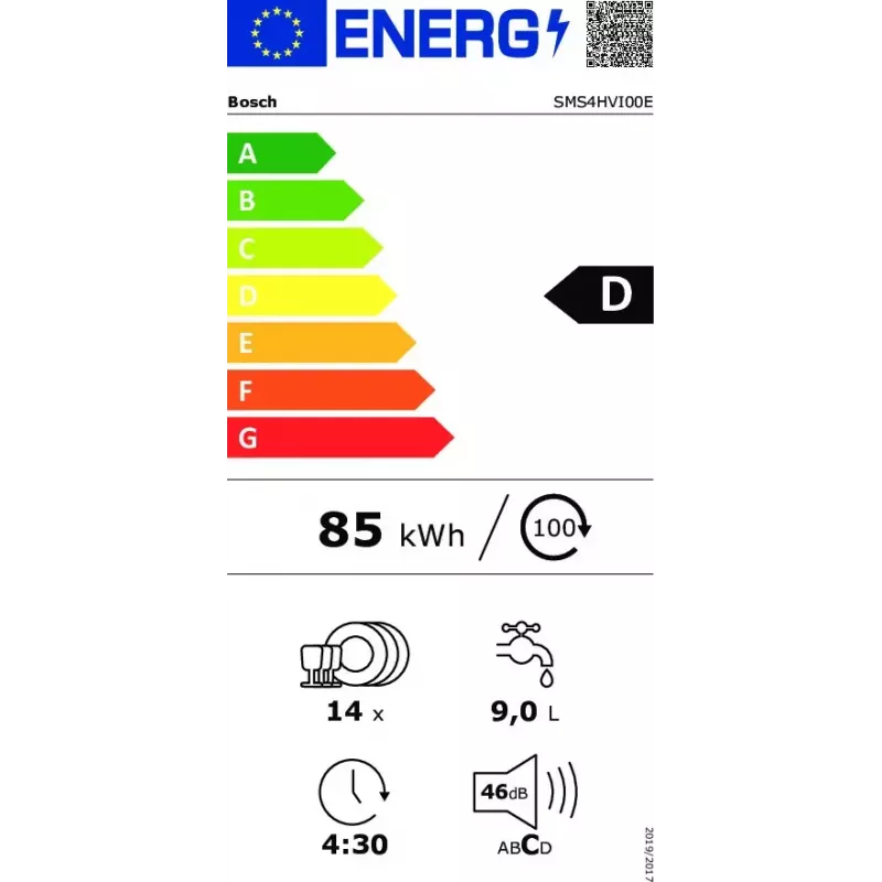 Geschirrspüler Bosch Serie 4 SMS4HVI00E — freistehend 60 cm, 14 Maßgedecke, 46 dB, Wärmetauscher, Home Connect