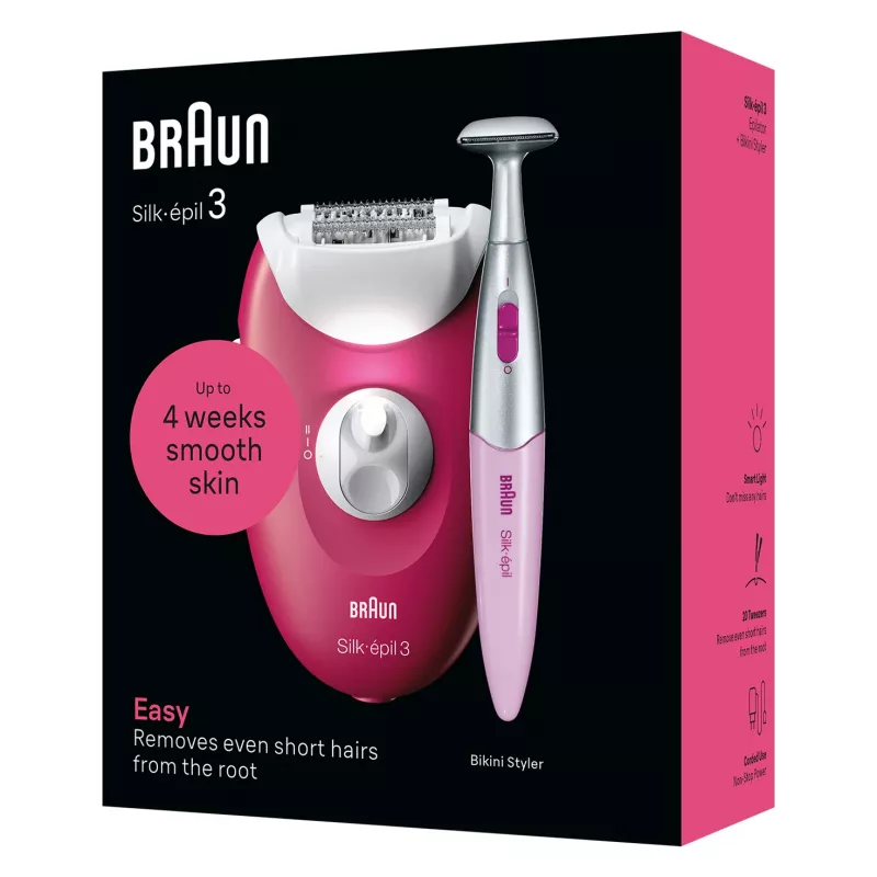 Epilator Braun Silk-épil 3 SE3-202, 20 Pinzetten, Netzbetrieb, Berry