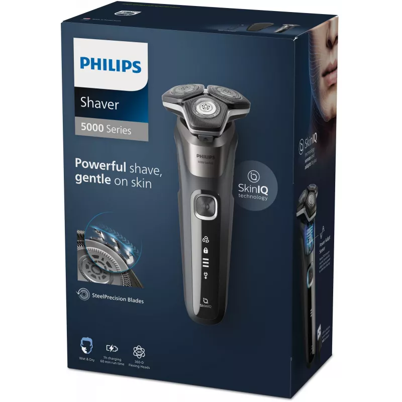 Philips SHAVER Series 5000 S5887/30 Herrenrasierer, Rotationsrasierer, Schwarz, Grau