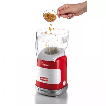 Ariete 2956, Pop Corn Party Time, Popcornmaschine, verwandelt 60 g Mais in 2 Minuten mit Heißluft in Popcorn, fettfrei, 1000 Watt, Rot