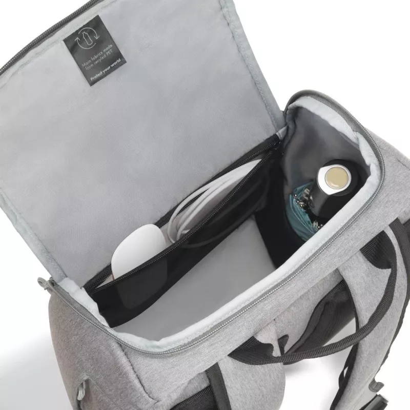 DICOTA Backpack Eco Motion – 13-15,6 Zoll Notebook-Rucksack – Hellgrau / 600d Rpe Polyester